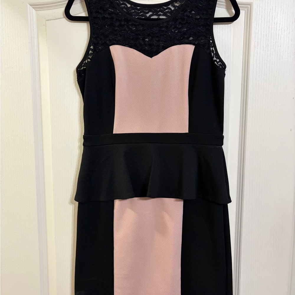 Enfocus Studio Black and Pink Midi Dress